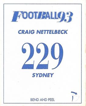1993 Select AFL Stickers #229 Craig Nettelbeck Back